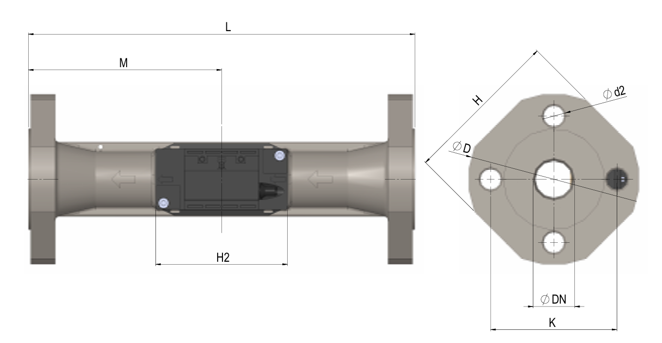 Multical 403 Massskizzen Volumenmessteil 3