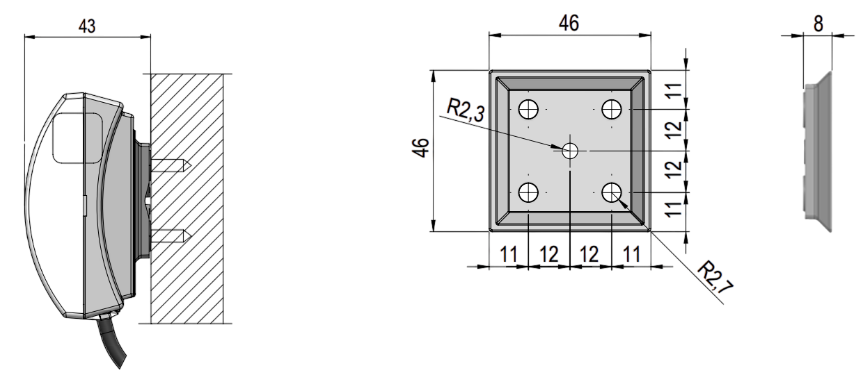 MC303 Abmessungen Wandhalterung
