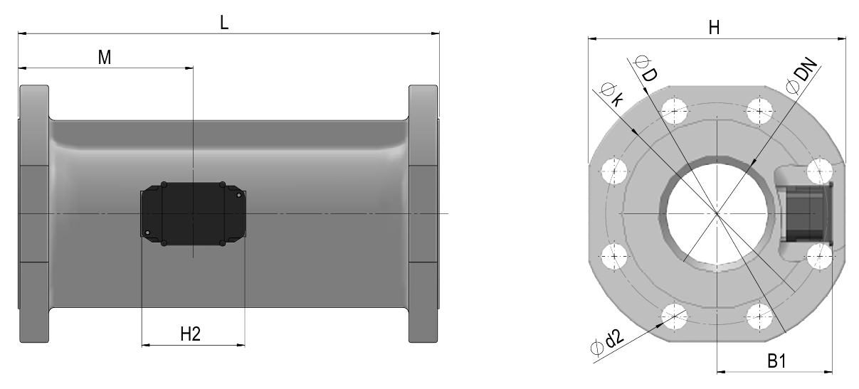 ULTRAFLOW 54 Massskizzen DN65 DN125